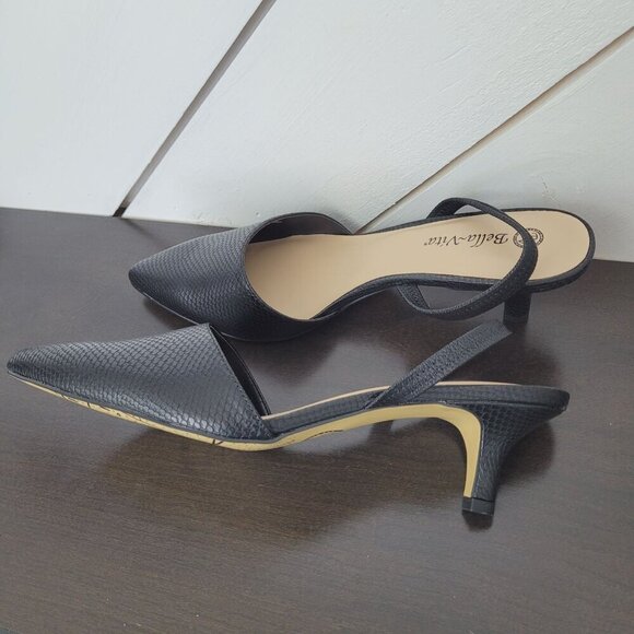 NEW Bella~Vita Sarah II Black Snake Womens 11 WW Print Slingback Heels - Picture 4 of 8